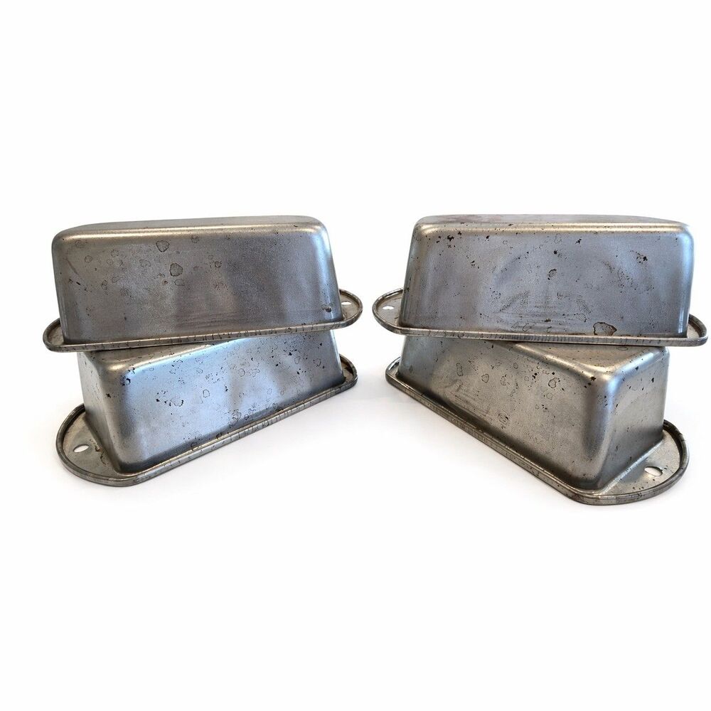 Vtg 1950s Set of 4 EKCO USA Aluminum Mini Loaf Pans 5.75" Primitive Rustic Small